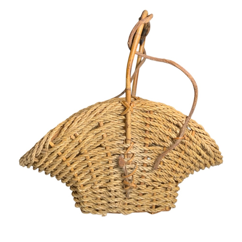 Vintage Twisted Woven Bamboo Basket